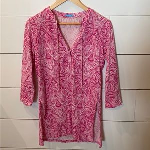 J. McLaughlin pink and white paisley tunic…